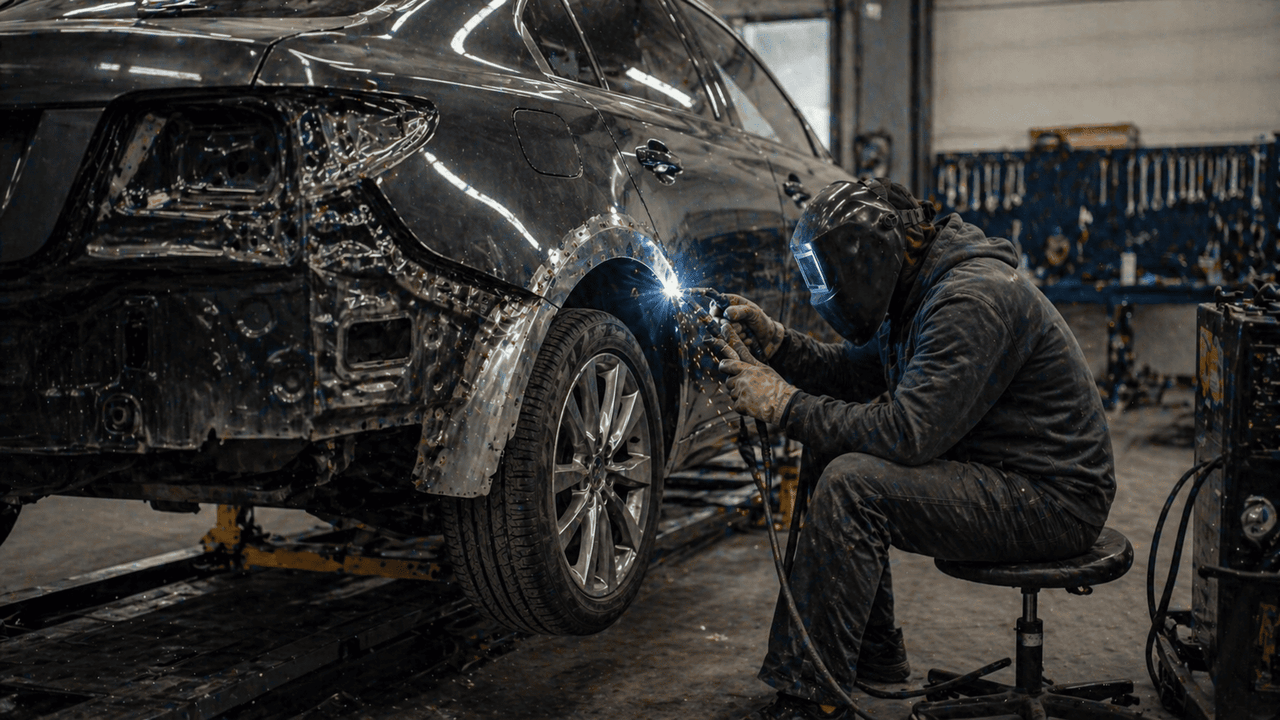 Сварка крыла авто на СТО